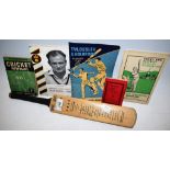 Cricket Interest - a Len Hutton Autograph miniature bat, Test Record 1938,