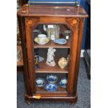 An early 20th century mahogany and marquetry pier cabinet, of small proportions,