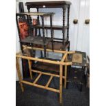 An early-mid 20th century combination serving trolley/card table; a similar serving trolley;