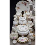 Ceramics - Royal Crown Derby Posies pattern including teapot, cups, saucers, plates,