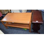 A retro mid-20th century two-tier coffee table;