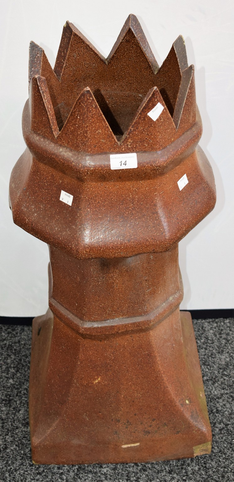 A Victorian salt glazed crown-top chimney pot,