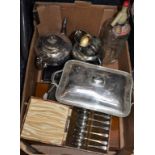 Silver Plate - cased flatware, including teaspoons, serving spoons,