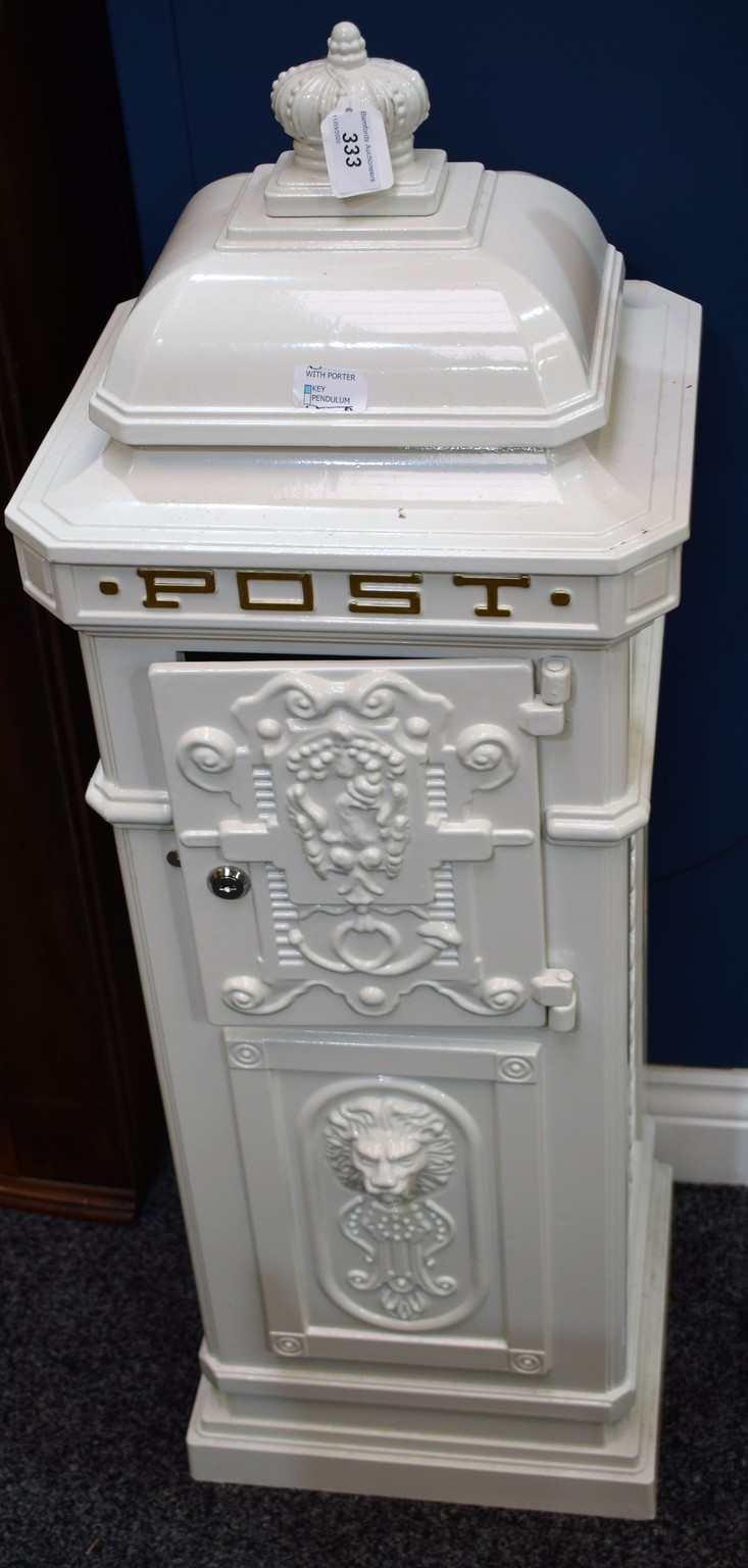 A contemporary painted table top 'post box',