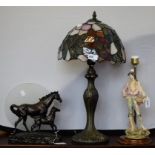 A Tiffany style lamp; a Widdop lamp,