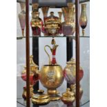 Glassware - a quantity of Murano decorative ruby and other glass, heavily gilded and painted,