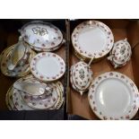 A Staffordshire Barkers and Kent dinner service, printed with pink rosebuds picked out in gilt,