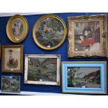 A 19th century Continental needlepoint; others,