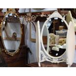 A Venetian design floating console table; wall mirror;