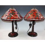 A pair of Tiffany style table lamps,