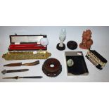 Boxes and Objects - a silver commemorative letter opener, Birmingham hallmarks; another,