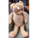 A vintage 1920's Farenell golden mohair teddy bear, clear eyes, vertical stitched nose,