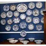 A 19th century Ironstone chestnut basket, printed with a Chinese vase on stand, pierced border, 28.