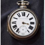 A silver pair-cased pocket watch,