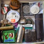 Boxes and Objects - badges, commemorative crowns, cigarette lighters,