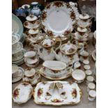 An extensive Royal Albert Old Country Roses pattern dinner and tea service including dinner, side,