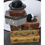Vintage Luggage - a Revelation leather suitcase, with luggage labels, including Cunard,
