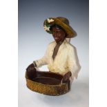 A 20th century painted chalk figural bowl, West Indian street vendor, impressed British made,