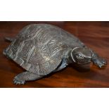 A bronzed metal model, turtle,