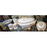 Ceramics - a 19th century Spode oval gilt and cream white soup tureen; another smaller,