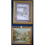 John Connolly, Winter in the Peak District, signed, watercolour; another, Lowe, Beddgelert,