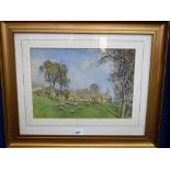 George F. Nicholls Farmhouse with Sheep signed, watercolour, 25.