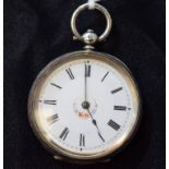 A late 19th century Swiss silver fob watch, 935 standard, c.