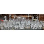 Glassware - cut glass decanters; stemware; Rockingham Crystal vase;