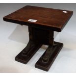 An unusual teak and brass industrial stool or stand,