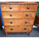 A Victorian mahogany chest, rectangular top above two short and three long graduated drawers,