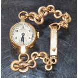 A 9ct gold lady's wristwatch, 9ct gold strap, approx total weight 15.