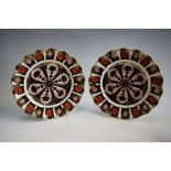 A pair of Royal Crown Derby 1128 pattern shaped circular dessert plates, 22cm diameter,