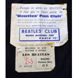 Beatles Memorabilia - a ticket for a Beatles performance in Paris, c.