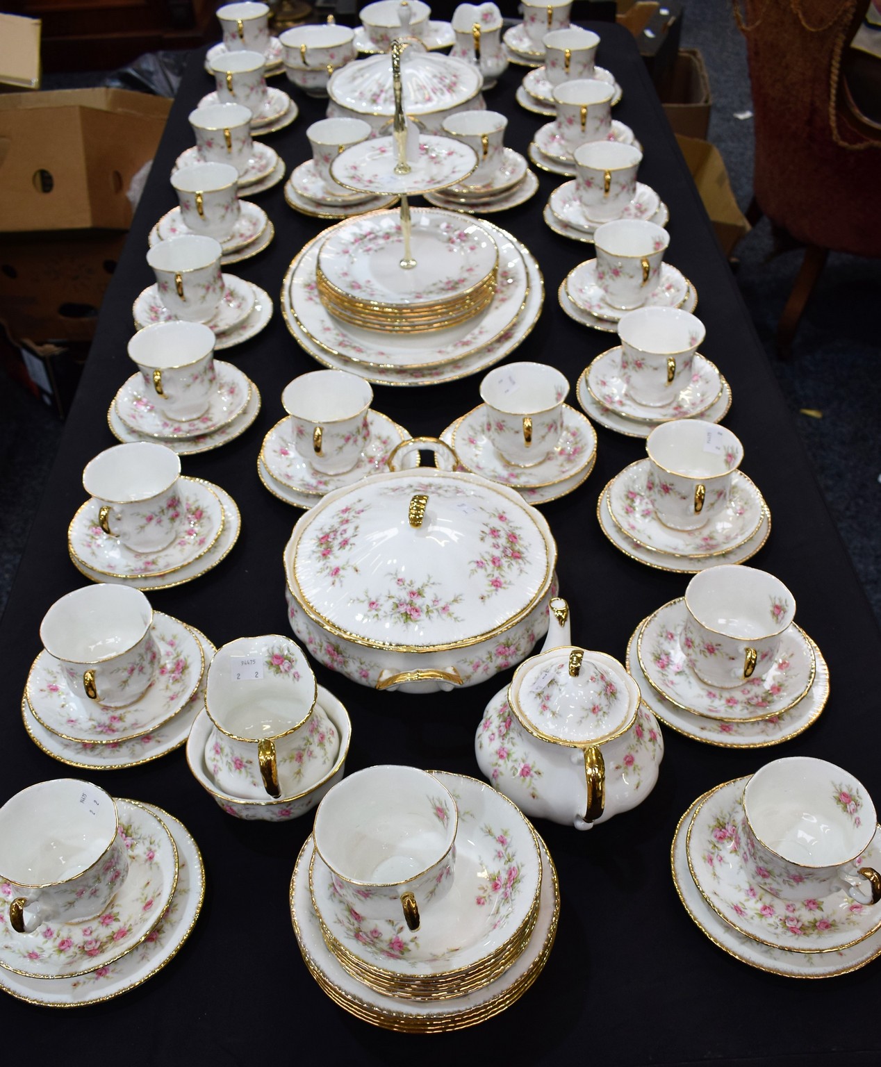 Ceramics - Paragon Victoria Rose table and teaware including cups, saucers, side plates, teapot,