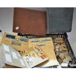 Cigarette Cards - tray of cigarette and trade cards in albums and loose