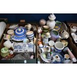 Ceramics and Glass - a Whitefriars style bubble vase; a T G Green Cornishware butter dish and cover;