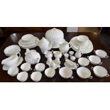 Ceramics - a Coalport Countryware cabbage leaf dinner service, plain white, including dinner plates,