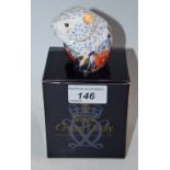 A Royal Crown Derby paperweight, Poppy Mouse, Collectors Guild exclusive, gold stopper,