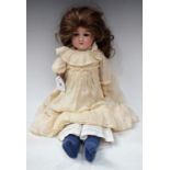 An early 20th century Armand Marseille Floradora shoulder doll, sleeping grey blue eyes, open mouth,