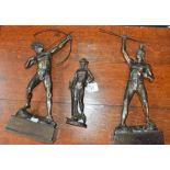 A pair of spelter figures, Greek warriors,