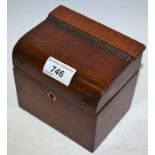 An early 19th century Dutch mahogany novelty tea caddy, in the form of a cylinder desk, c.