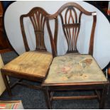 A harlequin set of four Hepplewhite design side chairs,