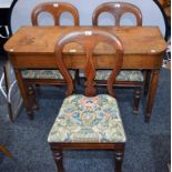 A 19th century oak side table, rounded top above a deep frieze with central vacant raised tablet,