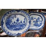 An early 19th century Chinese blue and white oval platter;