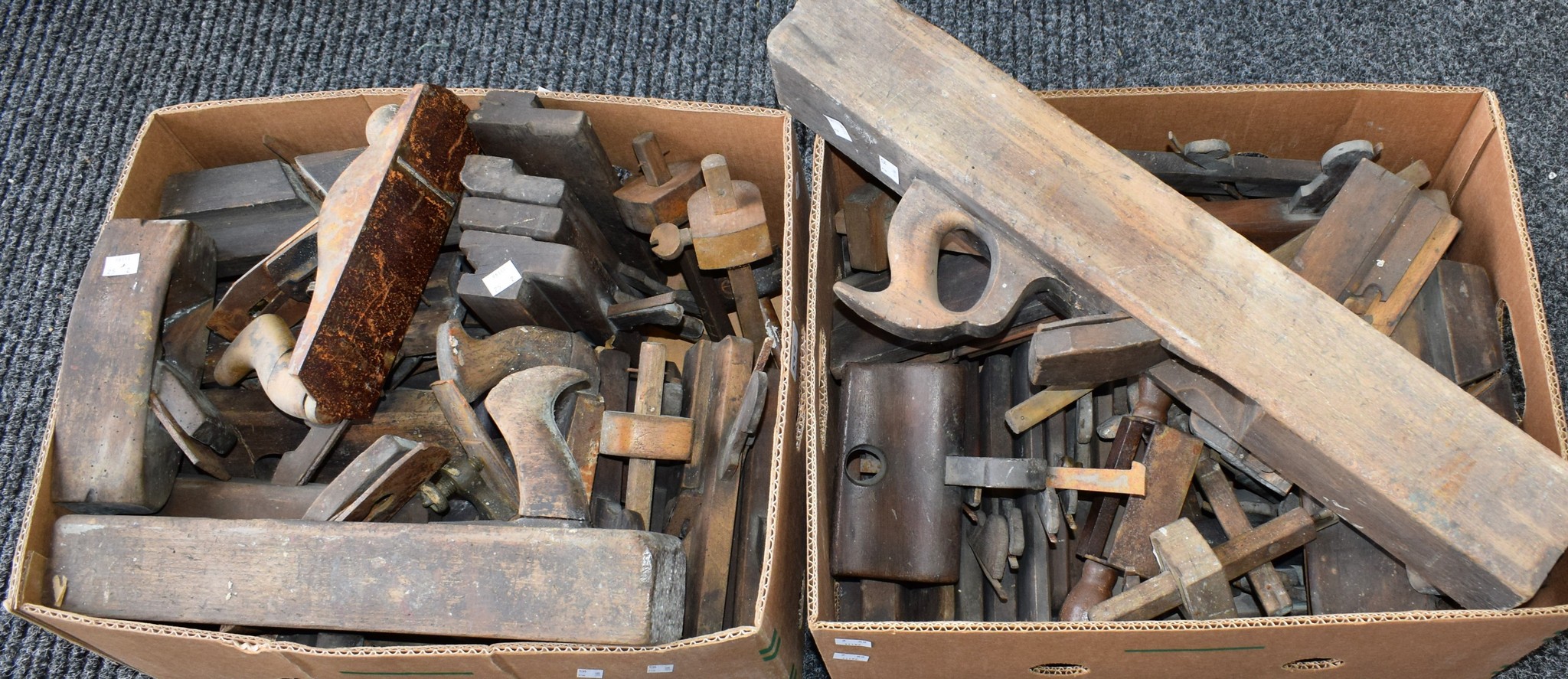 A quantity of 19th century and later wooden carpentry planes,