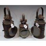 A pair of large British Rail railway lamps; another,