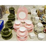 A Colclough 27 piece part tea service in pink and gilt edging;