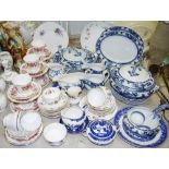 A Beverely Losolware blue & white part dinner service comprising two serving dishes, tureens,