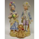 A pair of late 19th century German porcelain figures playing tennis;