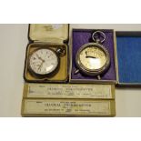 A continental silver open face pocket watch, white enamel dial, twin subsidiary registers,